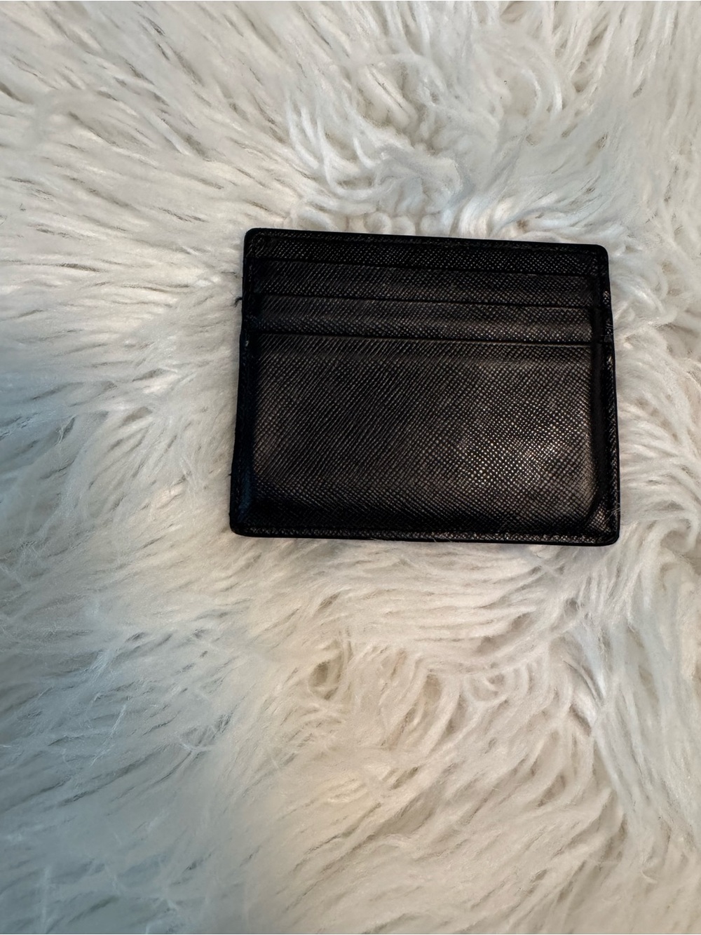 Prada Black Saffiano Leather Slim Card Case with Metal Logo - Picture 3 of 3